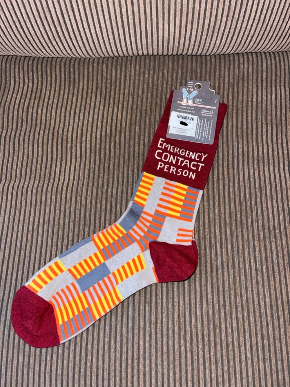 Men’s Crew Socks Emergency Contact Person